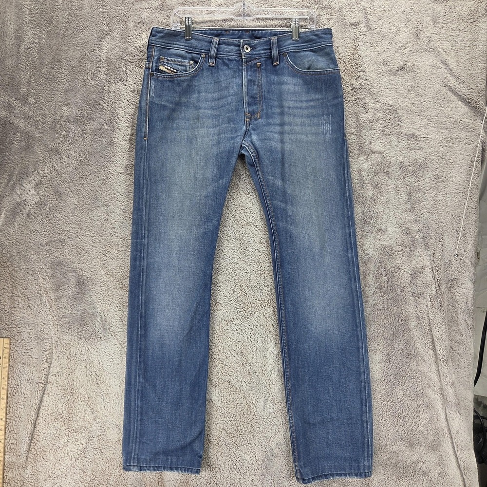Diesel Jeans Mens 31x34 Blue Safado Regular Slim Straight Altered Hem 008BK